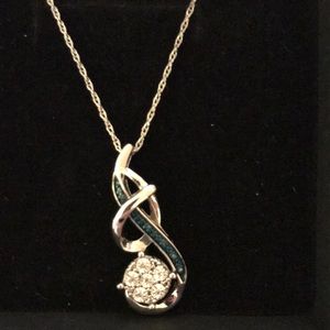 Blue diamond, sterling silver necklace